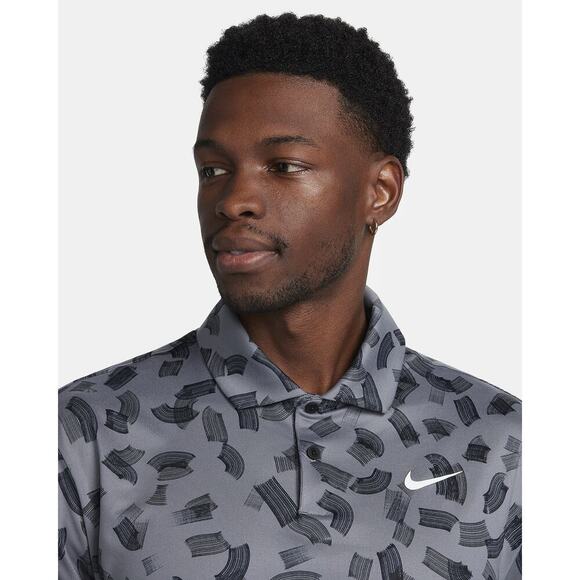 Nike Men's Tour Dri-FIT Smoke Gray Rake Lines AOP Golf Polo Shirt Size XL - Picture 4 of 8